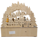 Light-Up Wooden Alpine Village Arch with Rotating Tree