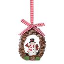 Cozy Woodland Snowman Pinecone Wreath Ornament