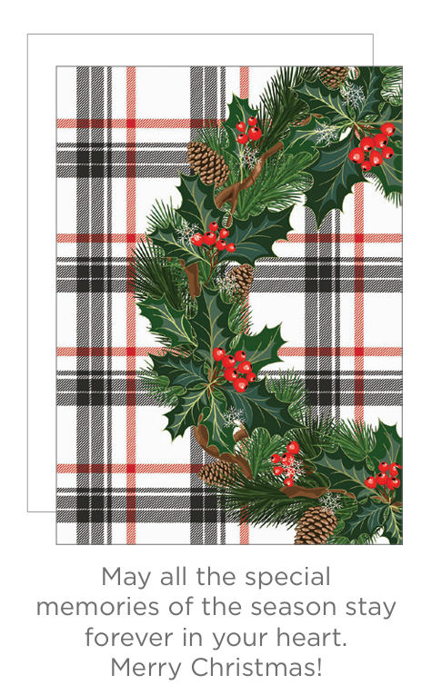 Wonders of Winter Collection – Plaid Holly Wreath