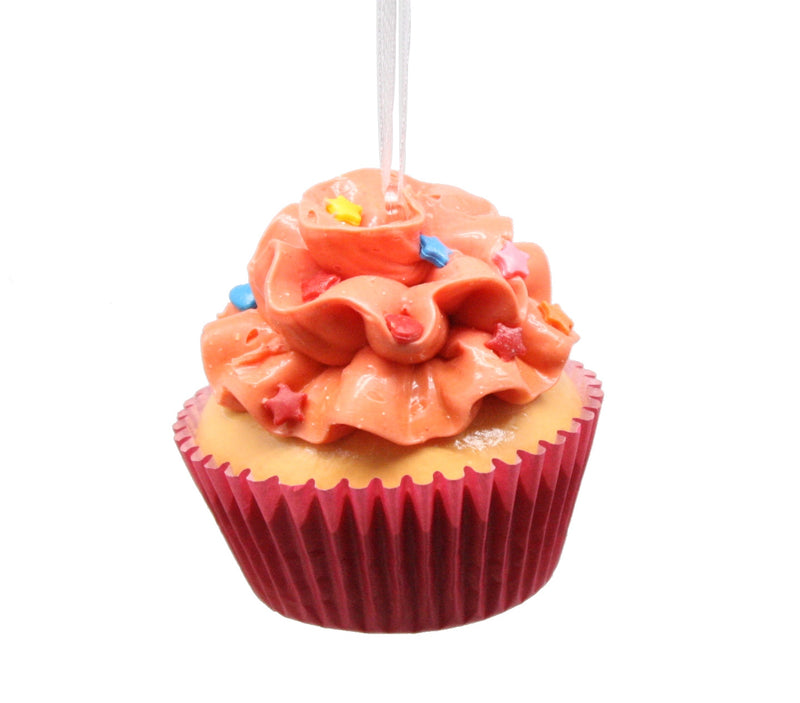 Flower Cupcake Ornaments - Light Pink With Shaped Sprinkles