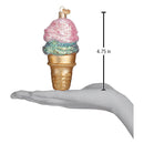 Double Dip Ice Cream  Glass Ornament