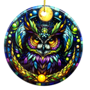Mysterious Owl Stained Glass Style Ornament