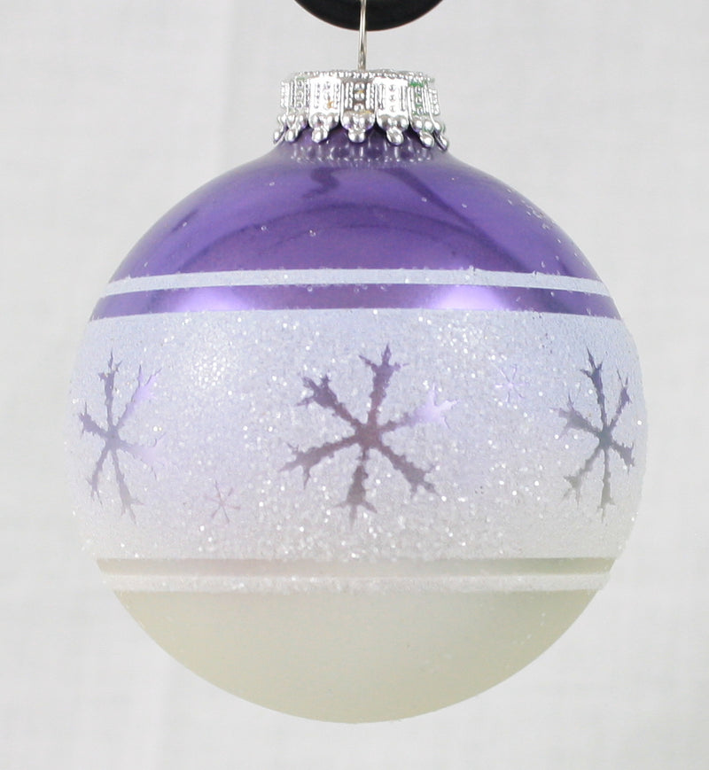Krebs Value Glass Ball 4 pack - Violet Snowflake Band - The Country Christmas Loft