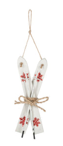 Rustic Crossed Ski Ornament - White Skis - Christmas >> Ornaments >> Sports - by Ganz