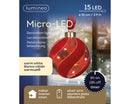 Micro LED Lighted Glass Ball Ornament - Red Velvet with Warm White Lights