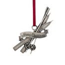 Crossed Skis And Poles Ornament - Christmas >> Ornaments >> Metal - by Danforth Pewter