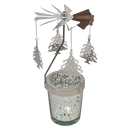 Starry Sky Rotating Candle Holder - Silver with Christmas Tree Dangles