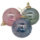 Slate Blue Ball Ornament with Crystal Chatons and Gold Crown