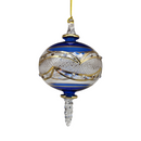Gold Etched Blown Glass Sphere - Blue