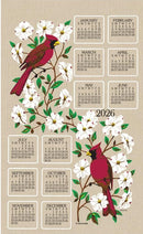 2026 Linen Calendar Towel - Dogwood and Cardinal