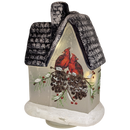 Lighted Frosted Glass Cardinal Design Cabin Luminary