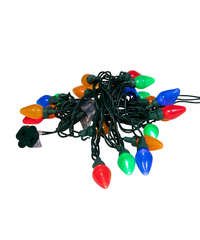 25-Light Multi-Color Pearl LED C7 Light Set With Green Wire - The Country Christmas Loft