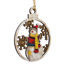 Wooden Ornament - Snowman with Striped Scarf