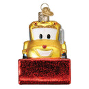 Bright Eyed Bulldozer  Glass Ornament