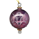 Etched Blown Glass Ball with Crystal Accents - Purple