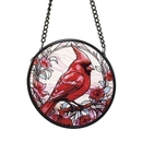 Cardinal Stained Glass Round Suncatcher - Christmas >> Ornaments >> Glass - by Roman