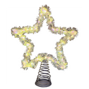 Warm White LED Silver Tinsel Star Treetop - 12 Inch