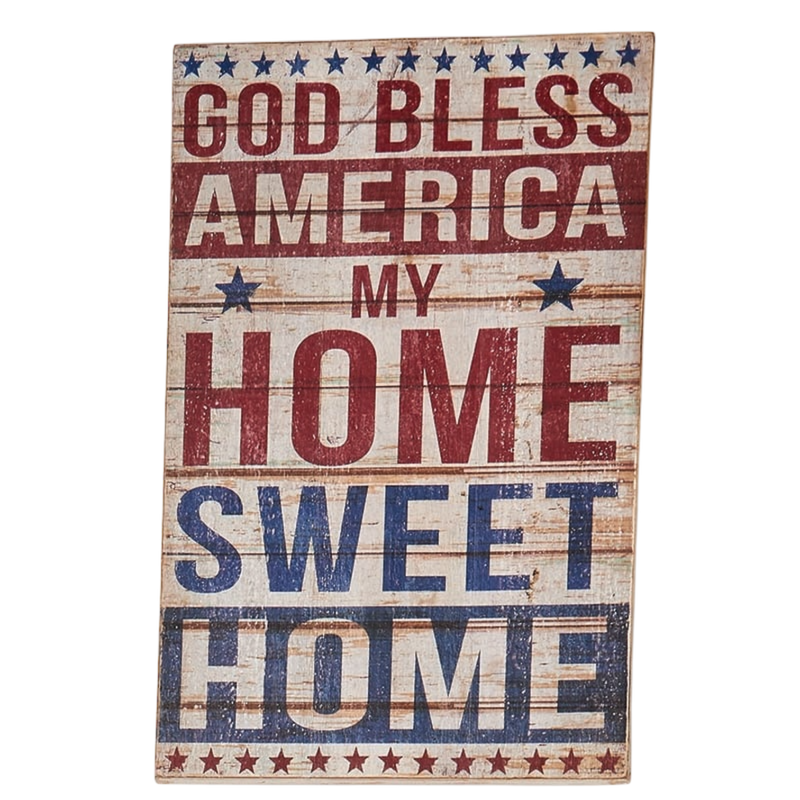 God Bless America Distressed Wooden Sign