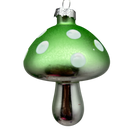 Green  Glow-In-The-Dark Glass Mushroom Ornament