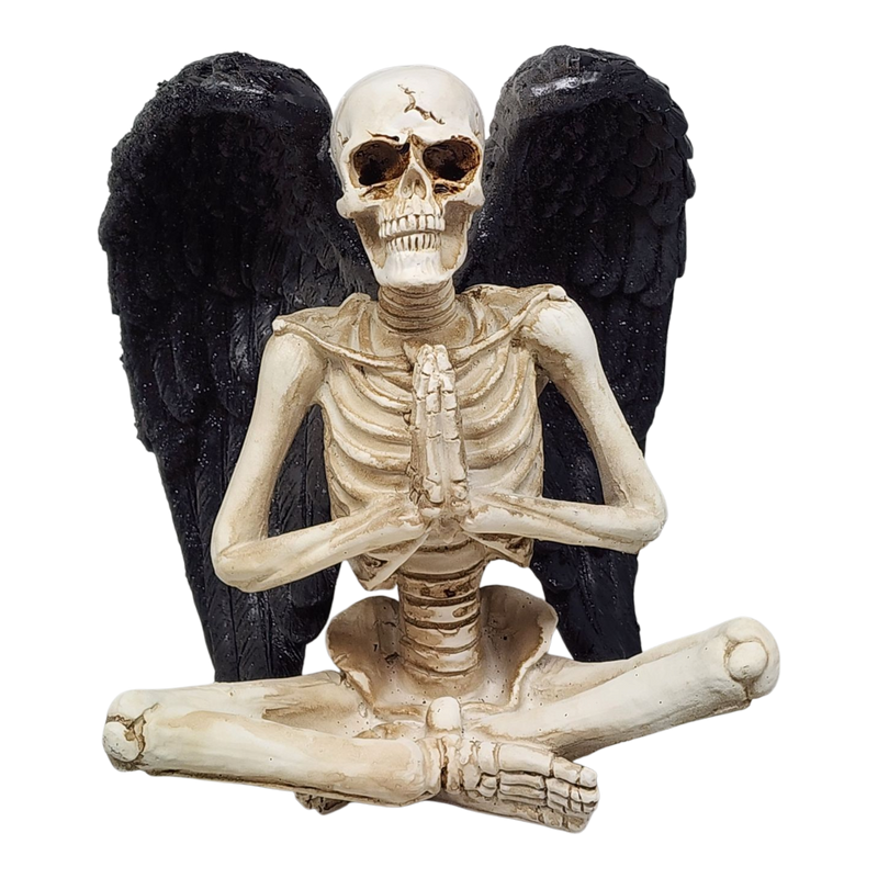 Yoga Skeleton Figurine - Anjali Mudra in Sukhasana Pose