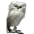 White Standing Owl With Stripes - 9 Inch