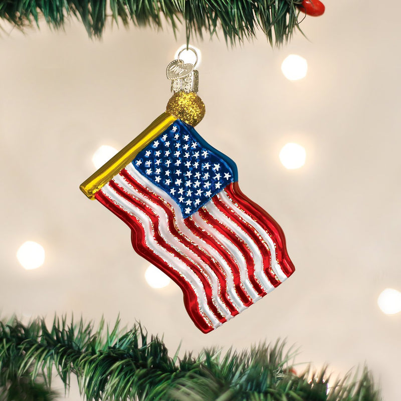 Old World Christmas Star-Spangled Banner Glass Blown Ornament - The Country Christmas Loft