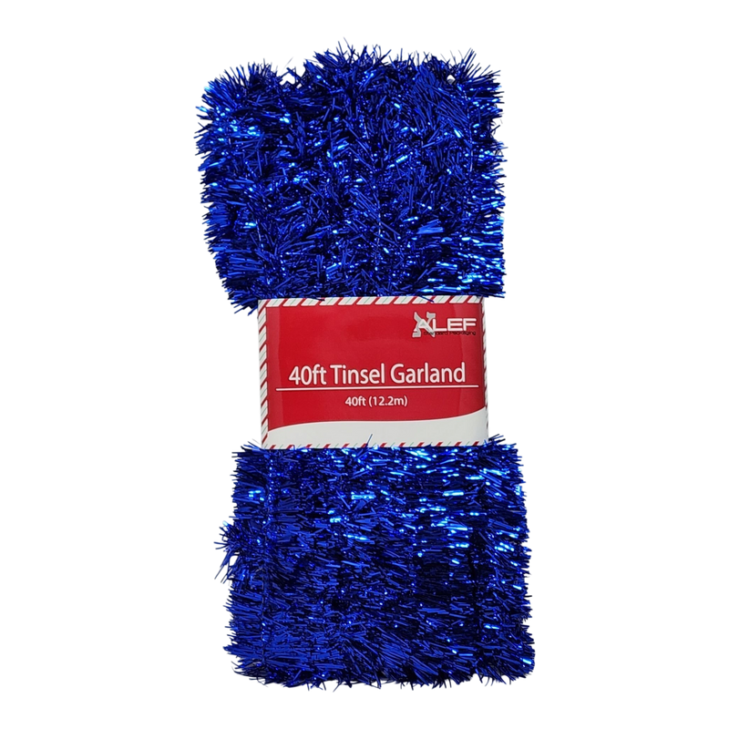 40 Feet Metallic Tinsel Garland - Blue