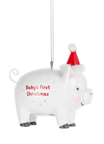 Piggy Bank Ornament - Baby's First Christmas