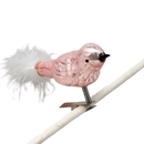 Glass and Enamel Clip on Bird Ornament Set - Pink and Red