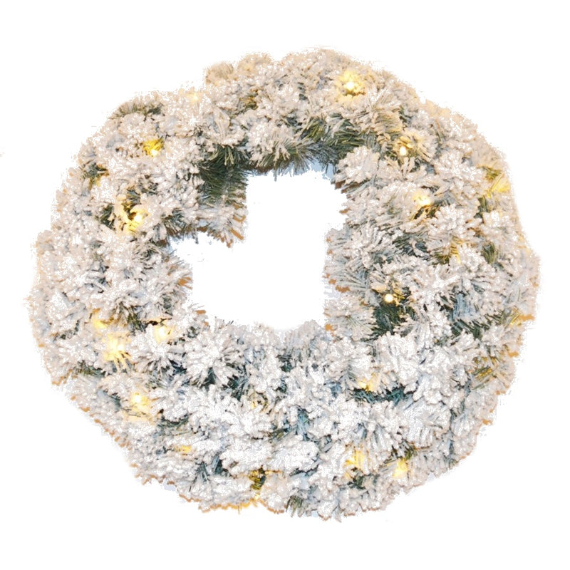 60 inch Prelit Flocked PVC Wreath - The Country Christmas Loft