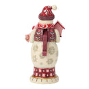 Snowman Nutcracker Figurine Red And Pink