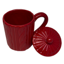 Red Knit-Look Mug With Lid - Mugs - by Transpac - view 2