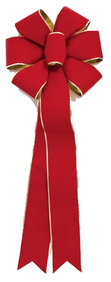 6 Loop 17 Inch Deep Red Velvet and Gold Bow - The Country Christmas Loft