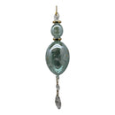Sage Green Elongated Perfume Bottle Ornament with Crystal Dangles