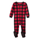 Kids Footed Cotton Pajama Black And  Red Plaid - - The Country Christmas Loft