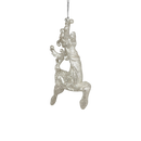 Silver Glittered Reindeer Ornament -  Leaping