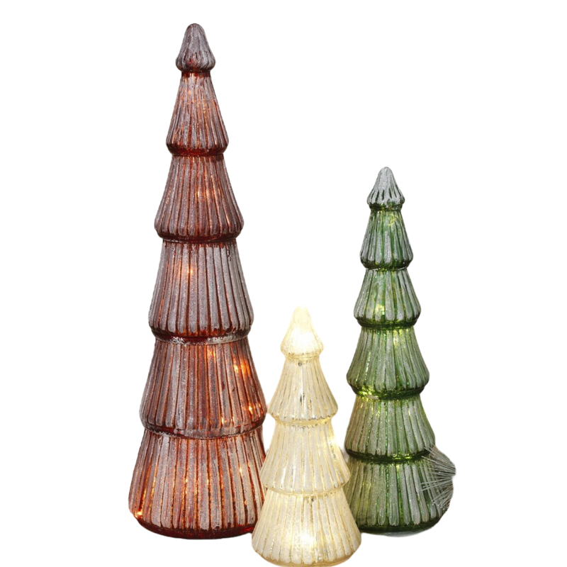 Mercury Glass Holiday Tree Set of 3