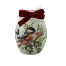 Chickadee Lighted Vase - Red Ribbon