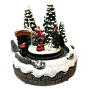 7.5"H B/O Lighted Musical Village with Moving Train, With Santa (ETL Adaptor Included)