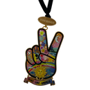 Hand Peace Sign Vermont Metal Ornament