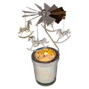 Starry Sky Rotating Candle Holder - Silver with Rocking Horse Dangles