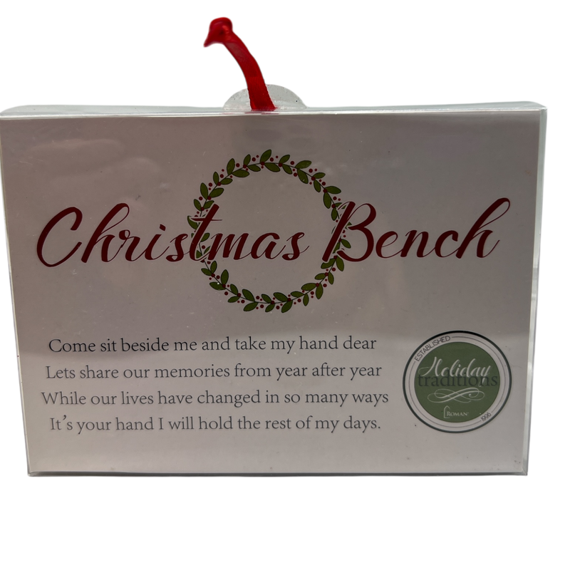 Christmas Bench Ornament with Wreath