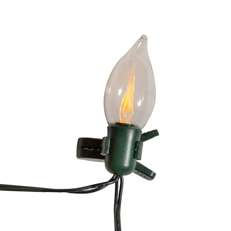 7-Light Battery-Operated Flicker Flame LED Light Set With Clips
