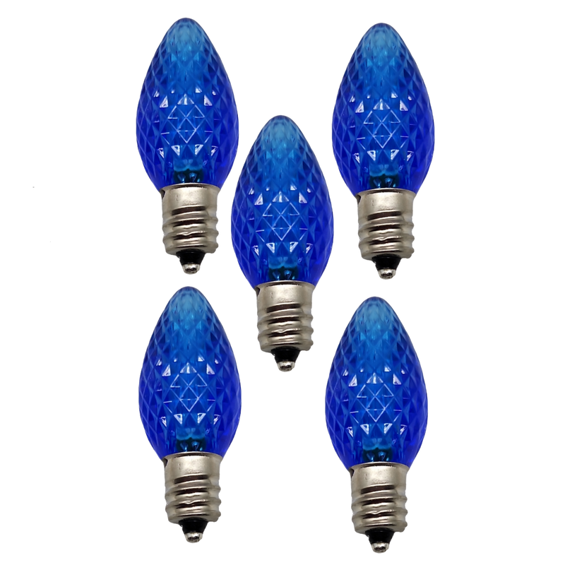 C7 Faceted LED Bulb - 5 Piece - Blue