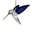 Feeding Hummingbird - Blue/Blue/Green - Egyptian Glass Ornament