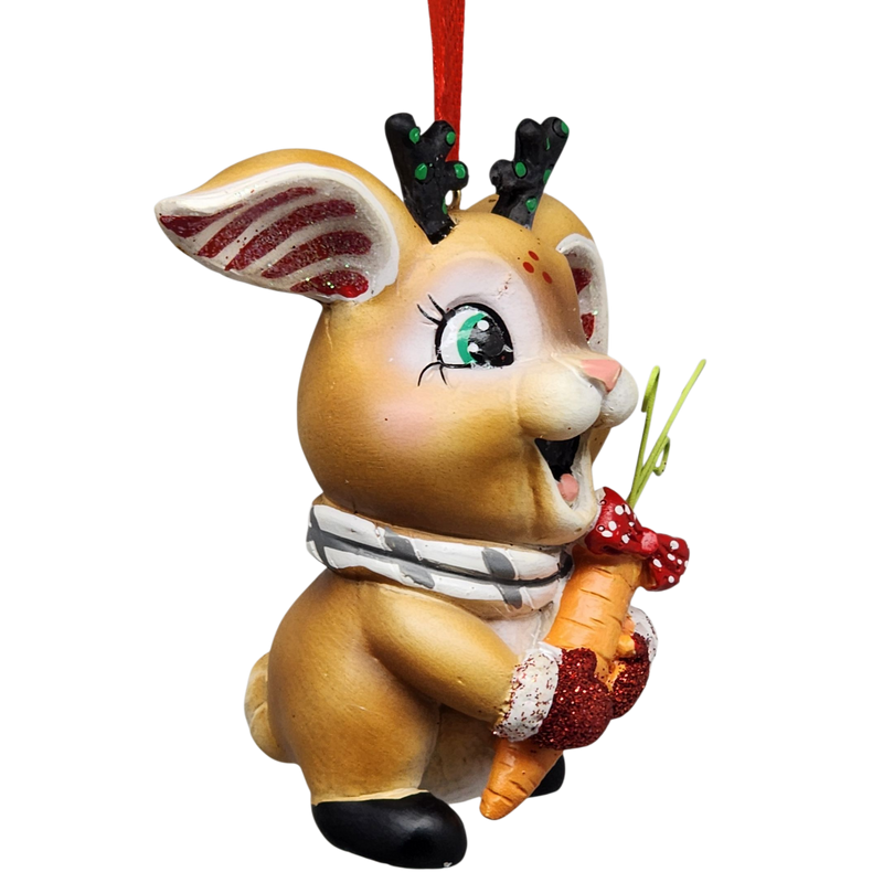 Jolly Bunny Ornament - Approximately 4 Inches