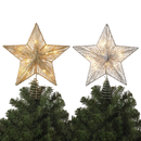 Electric Lighted Glitter & Mesh Star Tree Topper with 10 Lights, Spring Base