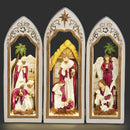 Lighted Holy Family Triptych with Pearlized Finish And Scrolls