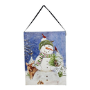 Fiber Optic Lighted Canvas Art - Woodland Snowman