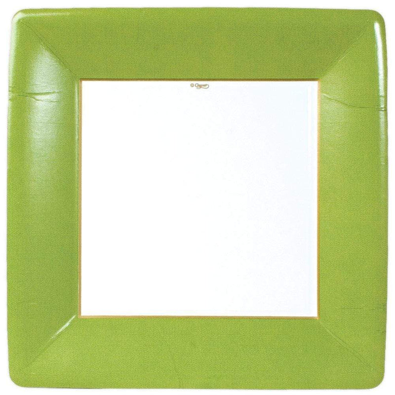 Grosgrain Border Moss Green - Dinner Plate - Square